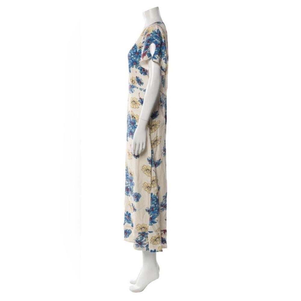 THE GREAT. Blue Floral Midi-Dress Zip Front Cottagecore Boho Size 2 Y2K Z21 - Picture 3 of 7
